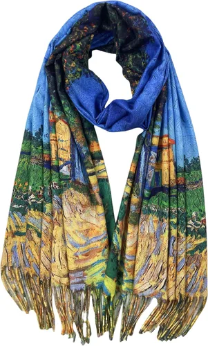 Vista 19 de VENVSBEE Reversible Scarf Soft Large Shawl Wrap Blanket Double Sided Art Print Warm Stoles Klimt Van Gogh Gifts Arte 01