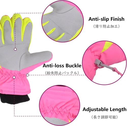 Vista 4 de JEELAD Guantes de nieve para niños, guantes de esquí de invierno, guantes de snowboard para niños y niñas, guantes de nieve de invierno