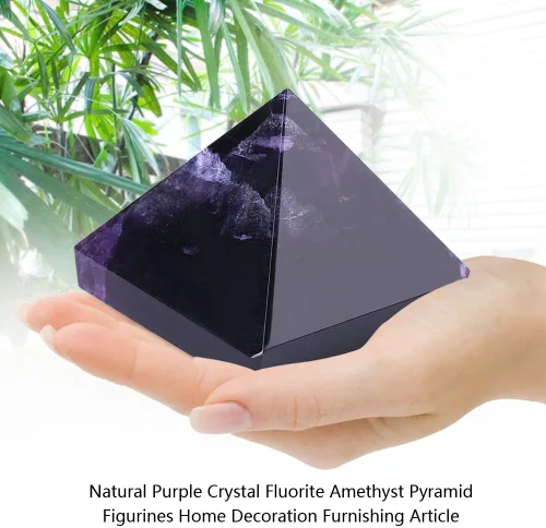 Vista 3 de Diyeeni Pirámide de amatista, pirámide de cristal con buena fortuna, pisapapeles, artesanía de la pirámide del antiguo Egipto