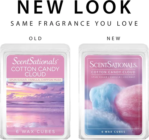 Vista 4 de Scentsationals Fragancia perfumada para derretir – Nube de algodón de azúcar, paquete de cubos de cera, tarta calentadora para el hogar, barra