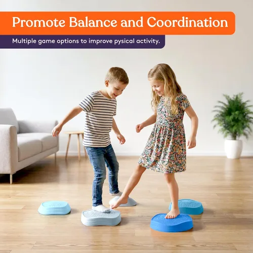 Vista 6 de Special Supplies Stepping Stones for Kids, 5 Balance Indoor and Outdoor Blocks Promote Coordination, Balance, Strength, Child Safe Rubber, Non-Slip