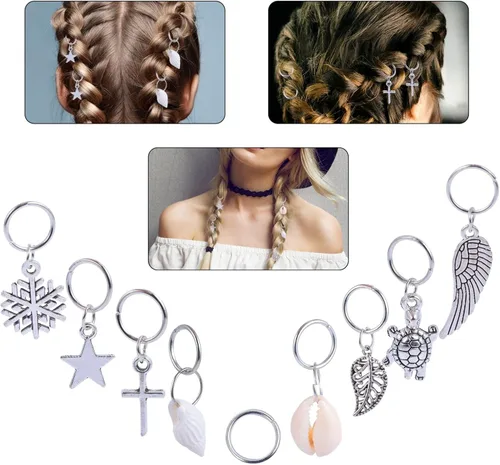 Vista 8 de KALLORY 100 piezas de joyería para el cabello, brazaletes trenzados, anillos para el cabello