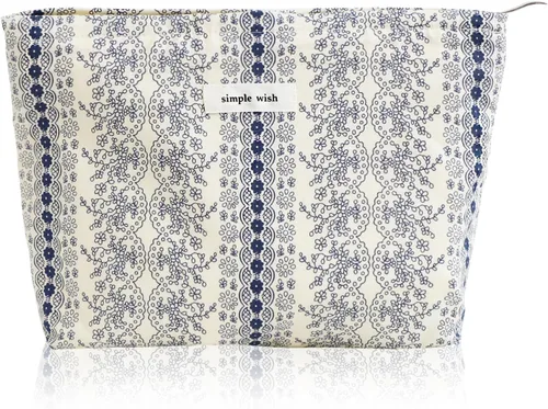 Vista 43 de Wudygirl Bolsa de maquillaje de lona para mujer, organizador estético de maquillaje, bolsa de maquillaje de viaje, bolsa de aseo para bolso, bolsa