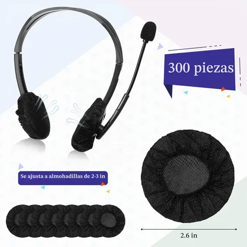 Vista 2 de Cubiertas desechables para auriculares, color negro, S-2.6 in, 300 piezas