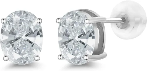 Vista 30 de Gem Stone King Aretes de oro de 14 quilates con piedra natal ovalada de 0.315 x 0.236 in Aretes de oro para mujer