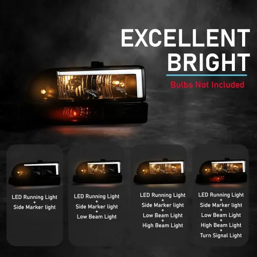Vista 4 de CHEDA - Faro delantero LED, carcasa negra con lente transparente