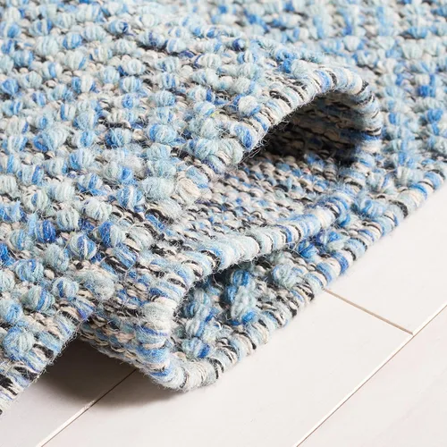 Vista 4 de SAFAVIEH Colección Natura - Alfombra decorativa de 2 x 3 pies, azul, lana hecha a mano, ideal para áreas de alto tráfico en entrada, sala de estar