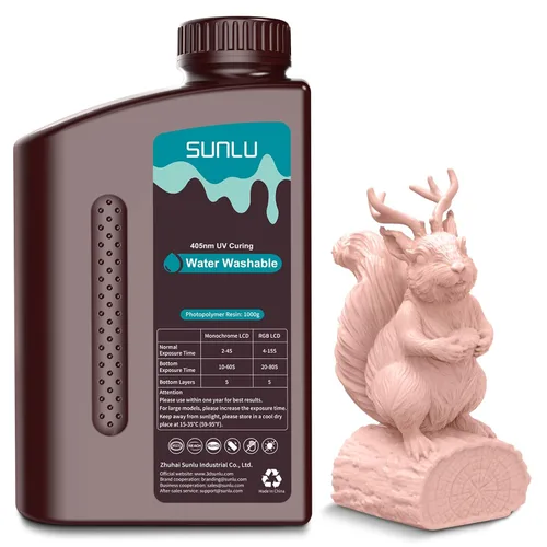 Vista 13 de SUNLU - Resina lavable al agua de 1000 g, resina de impresora 3D de curado rápido para impresoras 3D de resina LCD DLP SLA, resina de fotopolímero