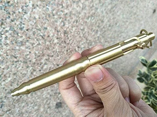 Vista 5 de Bolígrafo de bolsillo EDC de latón macizo con llavero