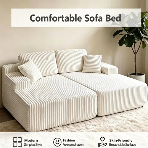 Vista 4 de WHGBJA Sofá cama 3 en 1 para sala de estar/dormitorio, convertible, modular Tumbona sin huesos de 79 pulgadas, sofá biplaza de gran tamaño, sofá