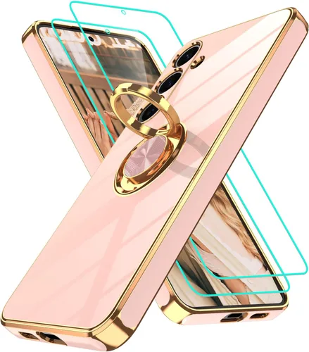Vista 198 de Funda para Motorola Moto G 5G 2024: Funda Moto G Play 5G 2024 con 2 piezas de protectores de pantalla, soporte de anillo de rotación de 360°
