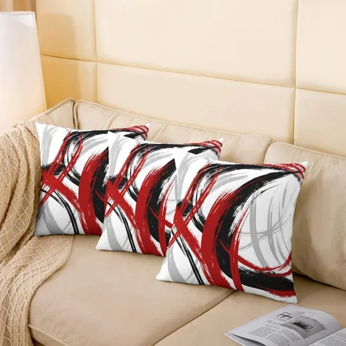 Vista 60 de Juego de 2 fundas de almohada abstractas de 16 x 16 pulgadas para niños, niñas, adolescentes, decoración de dormitorio, moderna a rayas, decoración