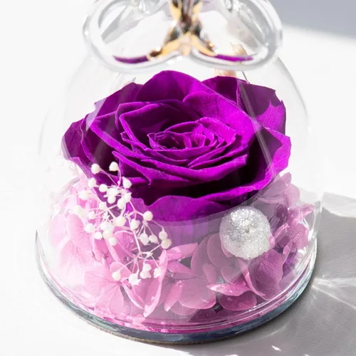 Vista 2 de Yamonic Figuras de ángel preservadas de rosas reales en cristal, regalos de ángel de flores hechas a mano para mujeres, madres, amigas en el día