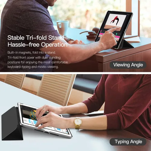 Vista 4 de TiMOVO Funda para iPad 10.2 de 9ª generación 2021, iPad de 8ª generación 2020, iPad de 7ª generación 2019, delgada, translúcida, rígida, con soporte