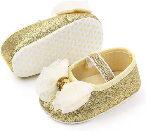 Vista 5 de Mary Jane - Vestido de boda de princesa para bebé, zapatos planos para niñas pequeñas, suela suave, zapatos ligeros y brillantes