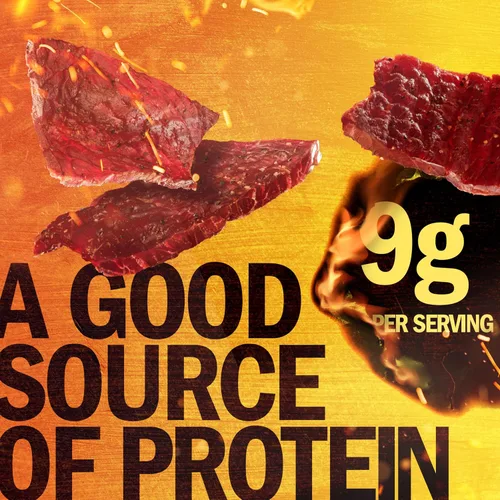 Vista 3 de Jack Link's carne de res Jerky, dulce & caliente, ½ libra, bocadillo de carne sabrosa, 0.32 onzas de proteína y 80 calorías, fabricado con carne