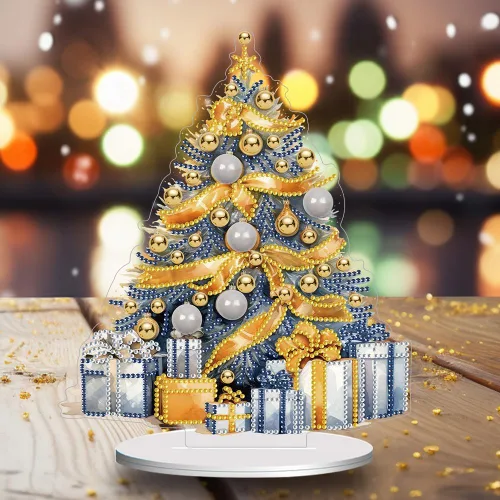 Vista 8 de Kits de Pintura de Diamante de Árbol de Navidad de Orgone Adornos de Escritorio para Adultos - Pintura de Arte de Diamante con Pintura Acrílica por