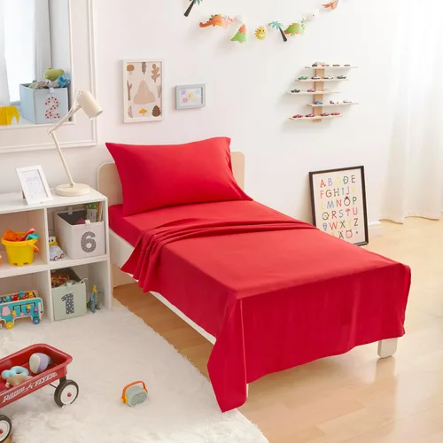 Vista 18 de Amazon Basics Juego de sábanas para niños de microfibra ligera, suave y fácil de lavar, 3 piezas, tamaño Twin, Aqua brillante, diseño sólido