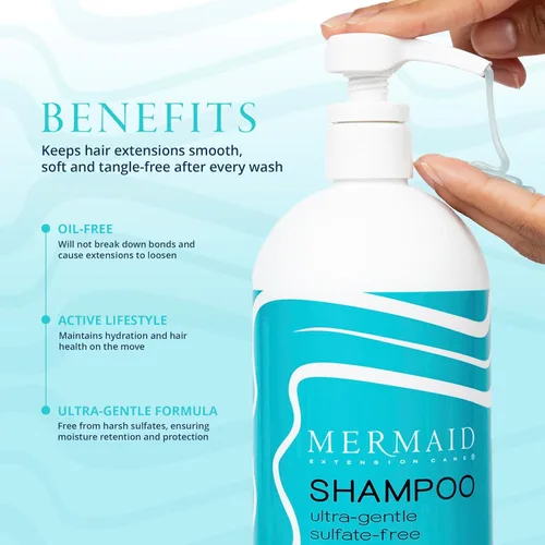 Vista 3 de Champú, ultra suave y sin sulfato, fórmula nutritiva para extensiones de cabello, 16 onzas líquidas