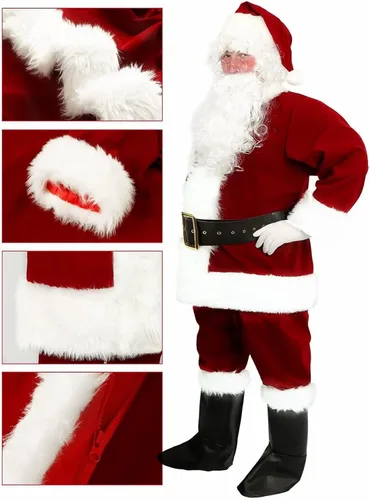 Vista 2 de Disfraz de Papá Noel de Navidad para adultos hombres de lujo para Santa Claus