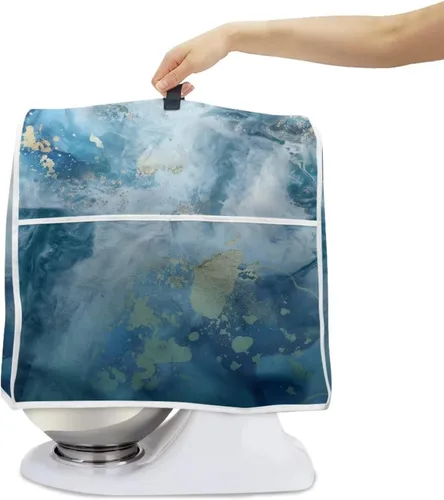 Vista 2 de Funda para batidora de pie de mármol azul compatible con mezclador de cocina de 6 a 8 cuartos de galón, cubierta antipolvo, lavable, ajuste