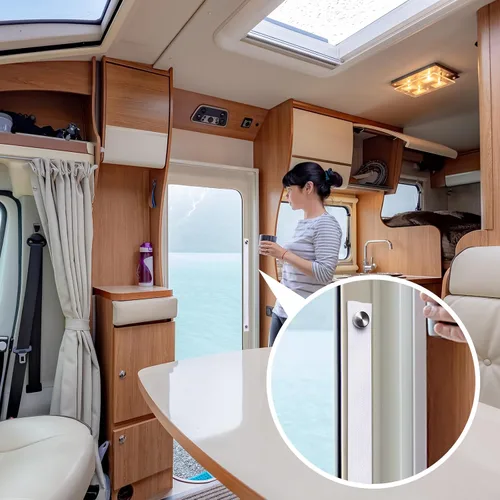 Vista 6 de 2 correas para puerta de caravana con 4 broches de botón de 18 pulgadas, correa de puerta corrediza para cámper RV con correa de escalera de barco a