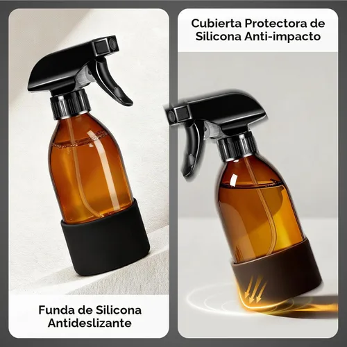 Vista 6 de Tecohouse Botellas de spray de vidrio ámbar de 360° 8 oz con funda