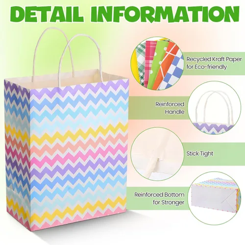 Vista 3 de Tenceur 28 bolsas de regalo de varios tamaños, bolsas de regalo de papel a granel, bolsa de favor de fiesta con asa para bodas, día de San Valentín