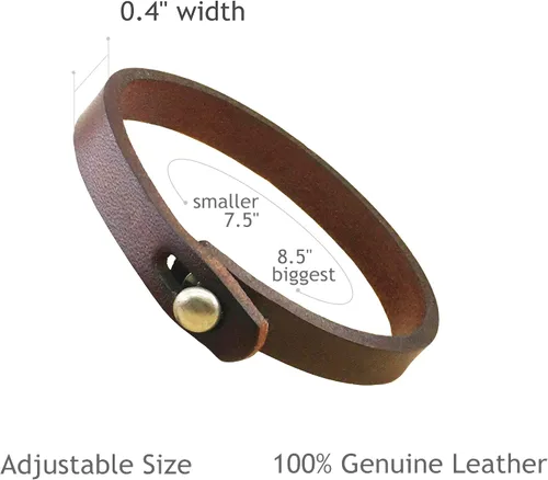 Vista 6 de Pulsera de cuero genuino para hombre, hecha a mano, ajustable, estilo punk, pulsera de cuero para hombres