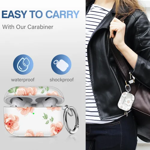 Vista 5 de Funda compatible con Airpod Pro con llavero, kit de cordón, funda para Airpod Pro, funda para Apple Airpods Pro, funda para Airpods Pro