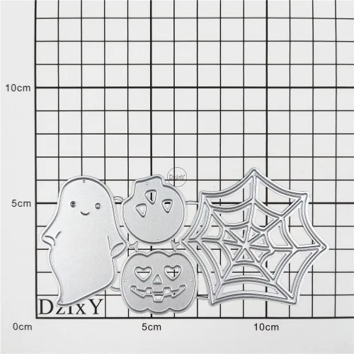 Vista 3 de DzIxY Juego de troqueles de metal fantasma de calabazas de Halloween para hacer tarjetas, juegos de troqueles de papel para grabar, plantillas