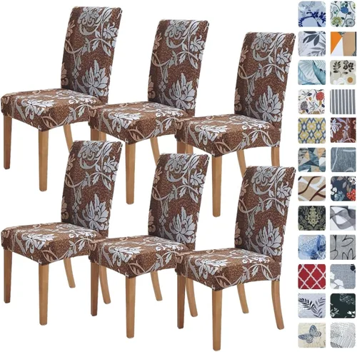 Vista 44 de SPRINGRICO Juego de 4 fundas para sillas de comedor, fundas elásticas para sillas de comedor, de elastano lavables, fundas para sillas Parsons
