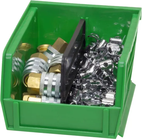 Vista 6 de Akro-Mils 30210 AkroBins - Cubo organizador apilable de plástico para colgar, 5 x 4 x 3 pulgadas, negro, paquete de 24 y divisor de plástico 40210