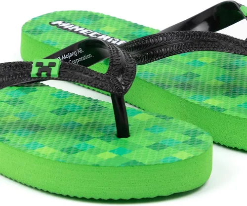 Vista 4 de Minecraft Creeper Flip Flops Sandals Kids Green Game Summer Shoes Sliders
