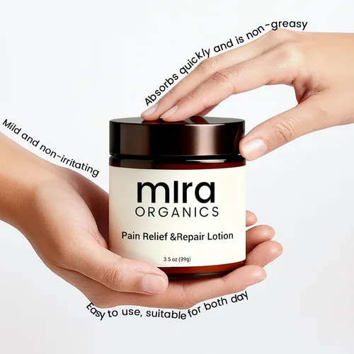 Vista 2 de Mira Loción Natural Relief & Repair Lotion, fórmula de absorción rápida y no grasa para calmar las molestias musculares y articulares, mezcla
