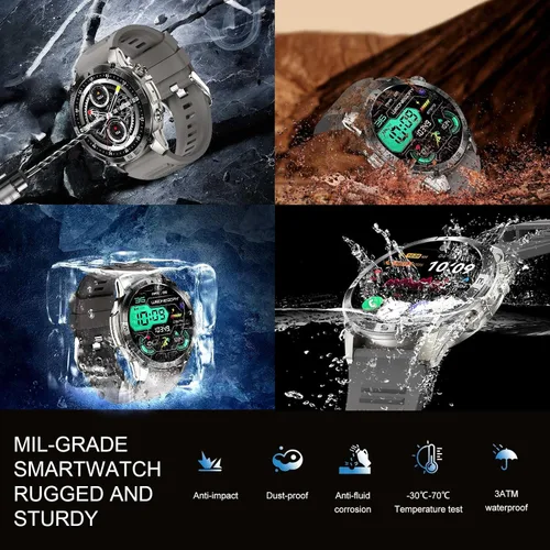 Vista 5 de Reloj inteligente con GPS para hombre, AMOLED de 1.43 pulgadas, resistente reloj militar inteligente para hacer/responder llamada, reloj deportivo