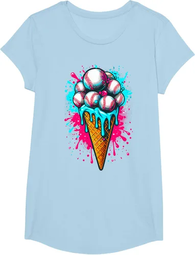 Vista 13 de Camiseta de béisbol de acuarela de helado de béisbol