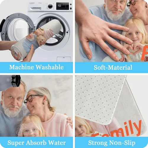 Vista 6 de Tapete personalizado para puerta con imagen, logotipo, nombre, texto, antideslizante, lavable, rectangular, personalizable con estampado, tapete