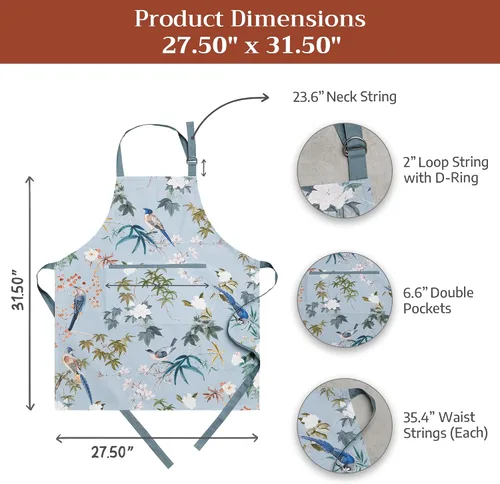 Vista 1052 de Maison d' Hermine Delantales para mujer con bolsillo, 100% algodón (27.50 x 31.50 pulgadas)