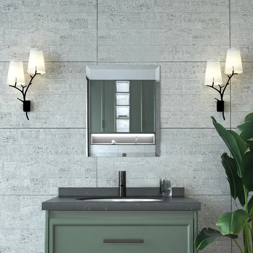 Vista 12 de Mirrorons Espejo biselado, espejos de baño para pared de 40 x 32 pulgadas, espejo de baño rectangular sin marco con borde biselado, se cuelga