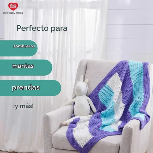 Vista 4 de Red Heart Soft Baby Steps madeja de lana, Aqua
