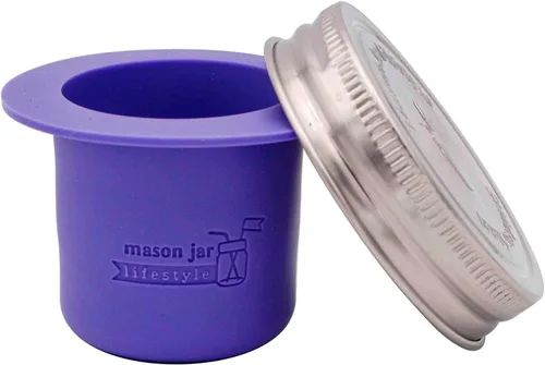 Vista 11 de Mason Jar Lifestyle Taza divisora para ensaladas, salsas y aperitivos. Contenedor de almuerzo Bento sin plástico (gris carbón, boca normal)