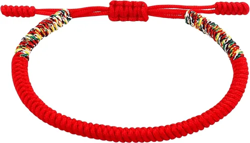 Vista 19 de Pulseras tibetanas hechas a mano con cuerda roja para él y ella, pulsera de la amistad, pulsera de la amistad, hilo negro y rojo para protección