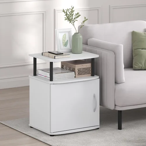 Vista 13 de Furinno Jaya - Mesita de noche con puerta, color ámbar y negro