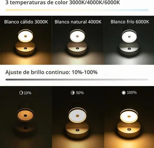 Vista 3 de Aisilan - Aplique de pared, luz de pared regulable al tacto con 3 temperaturas de color, lámpara de pared LED ajustable de 7 W CRI97, moderno
