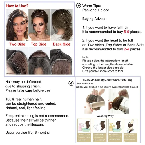 Vista 6 de Extensiones de cabello con clip de volumen real de cabello humano liso y sedoso, extensiones de cabello cortas y naturales invisibles para mujer