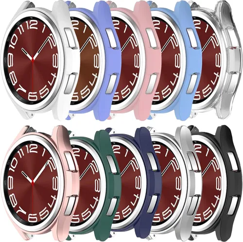 Vista 6 de Compatible con Samsung Galaxy Watch 6 Classic 1.772 pulgadas (1.850 in), carcasa rígida de policarbonato resistente a los impactos, a prueba de Negro