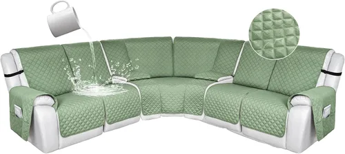 Vista 87 de HDCAXKJ Fundas de sofá seccional reclinable 100% impermeable, forma de L, funda de sofá reclinable lavable acolchada suave para mascotas, perro