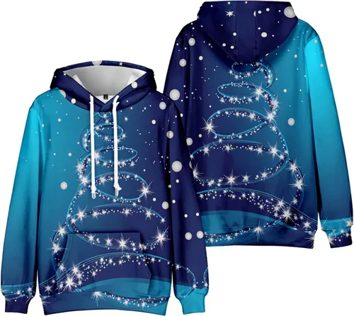 Vista 2 de Men'S Christmas Hoodies Oversized Cotton Light Weight Graphic Ugly Christmas Sweatshirt Novelty Warm Pullover