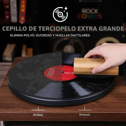 Vista 3 de SpinArt Kit de limpieza de discos de vinilo 8 en 1, incluye cepillos de terciopelo suave y microfibra, solución de limpieza LP, gel de lápiz